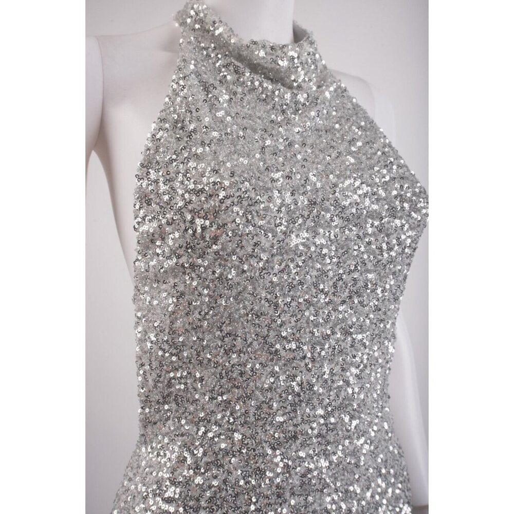 Pull&Bear Silver Sequin Midi Dress - Picture 3 of 6